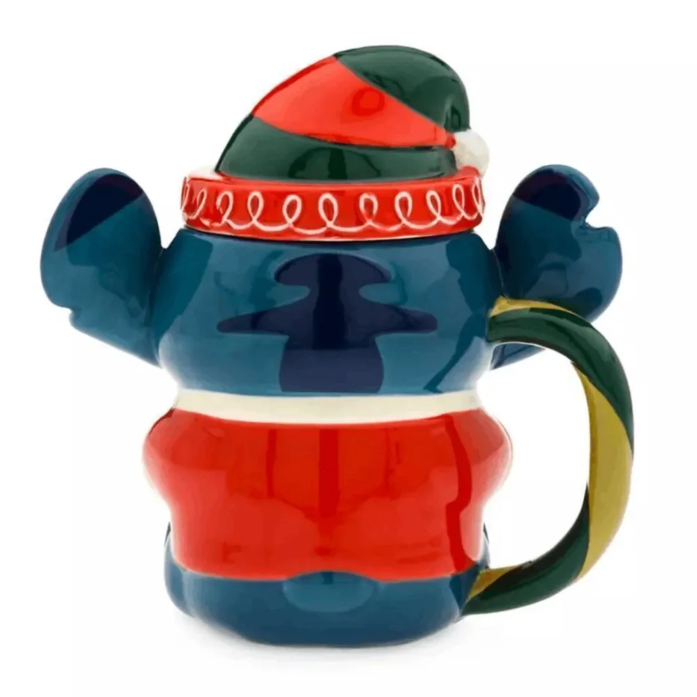 Elf Stitch Holiday Mug & Lid Disney Parks Lilo & Stitch NEW NIB Christmas Santa